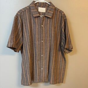 PacSun Brown and Gray Striped Casual Shirt